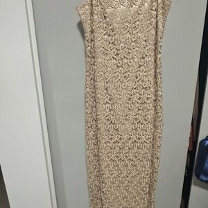 Elegant Lace Sleeveless Dress - Tan